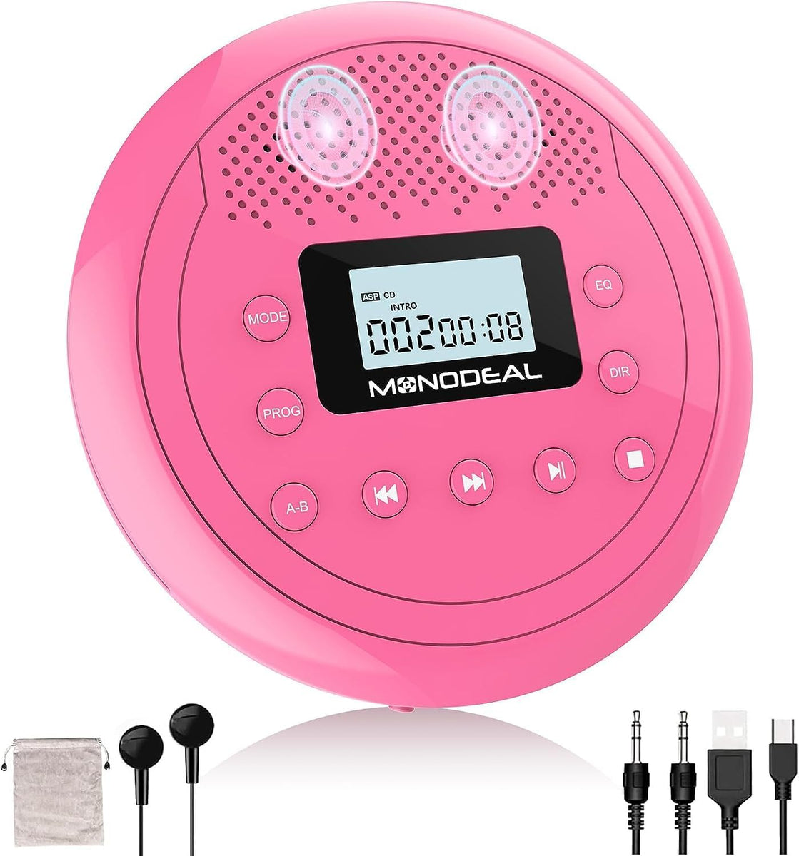 MONODEAL CD Player Portable, Rechargeable CD Player with Speakers, Ant